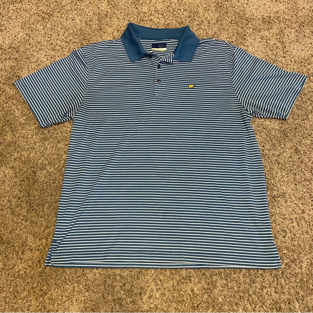 Jack Nicklaus Men’s Golden Bear Golf Polo Short Sleeve Blue & White Striped